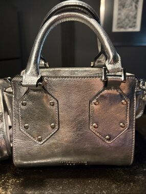 Steve Madden Metallic Silver Top-Handle Satchel
